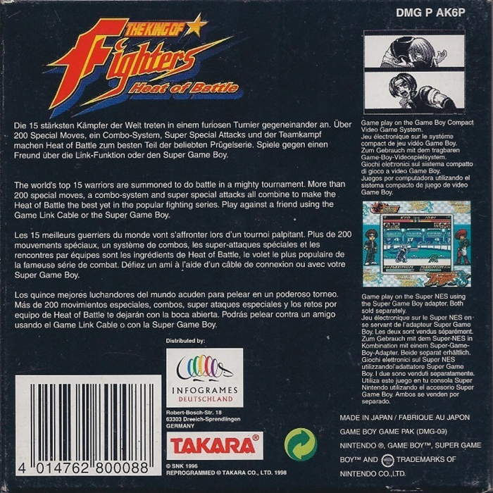The King of Fighters : Heat of Battle — Box back