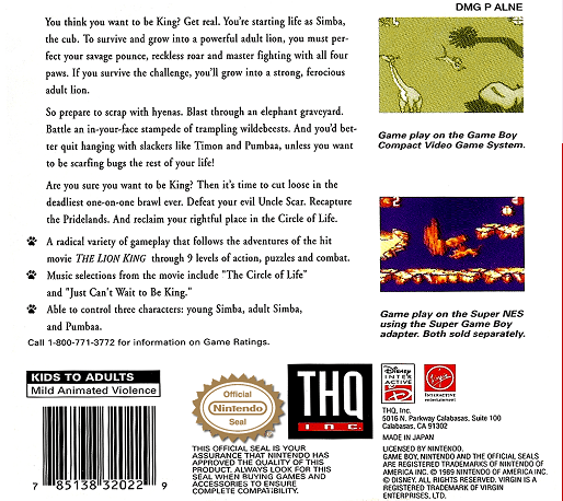 The Lion King — Box back