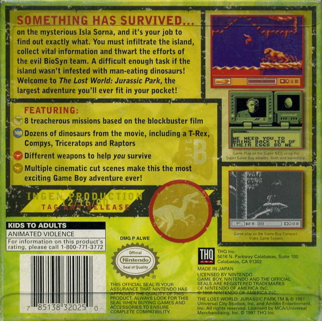 The Lost World : Jurassic Park — Box back