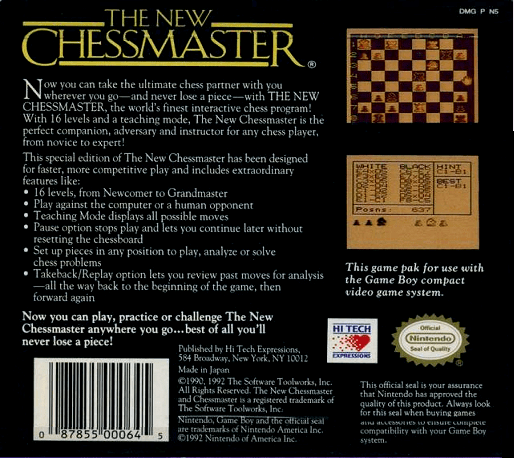 The New Chessmaster — Box back