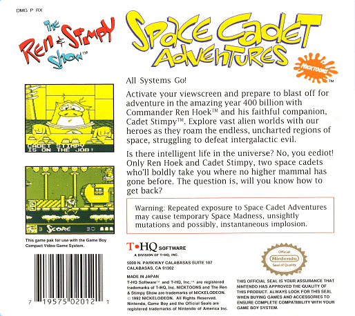 The Ren & Stimpy Show : Space Cadet Adventures — Box back