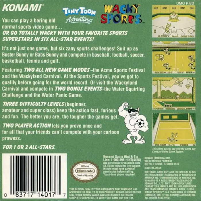 Tiny Toon Adventures : Dokidoki Sport Festival — Box back