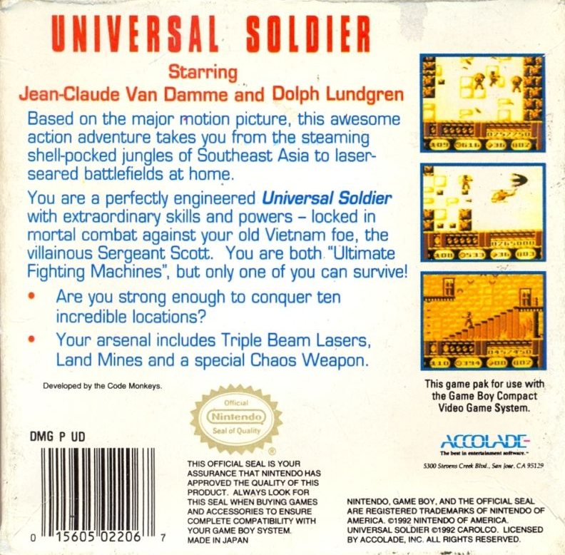 Universal Soldier — Box back