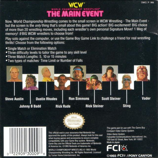 WCW Main Event — Box back