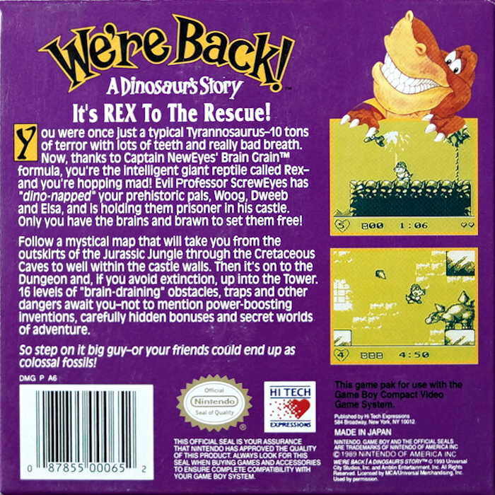 We're Back! : A Dinosaur's Story — Box back