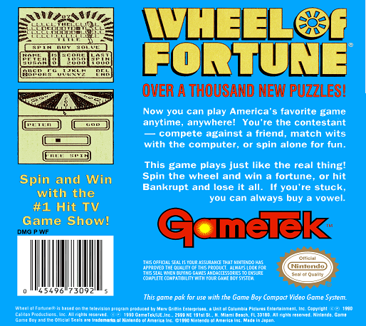 Wheel of Fortune — Box back