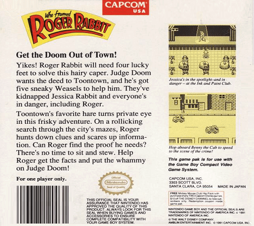 Who Framed Roger Rabbit — Box back