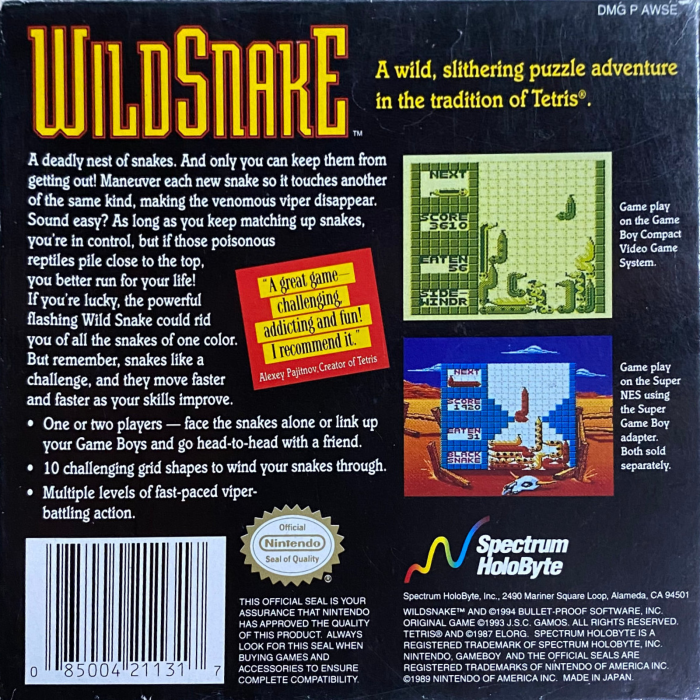 Wild Snake — Box back