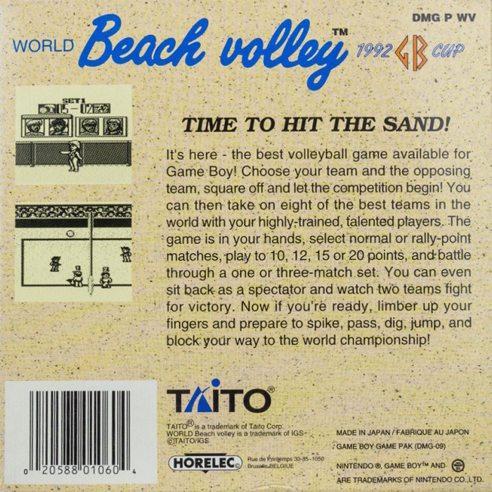 World Beach Volley : 1992 GB Cup — Box back