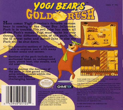 Yogi Bear in Yogi Bear's Goldrush — Box back