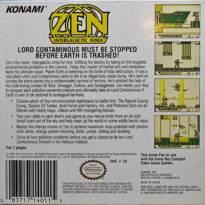 Zen : Intergalactic Ninja — Box back