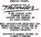 Days of Thunder — Title screen