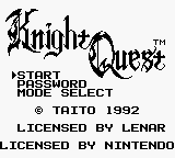 Knight Quest — Title screen