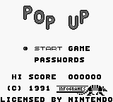 Pop Up — Title screen