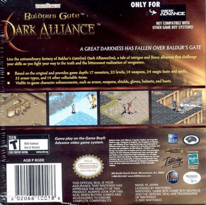 Baldur's Gate : Dark Alliance — Box back