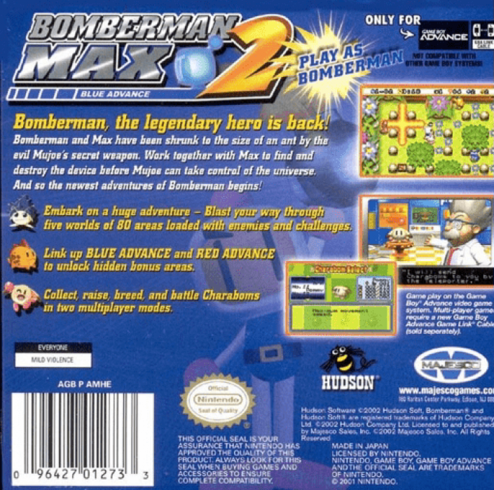 Bomberman Max 2 : Blue Advance — Box back