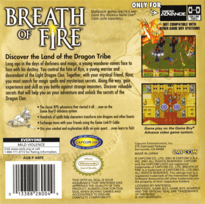 Breath of Fire — Box back