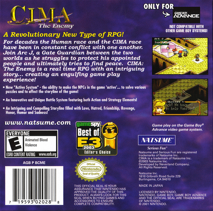 CIMA : The Enemy — Box back