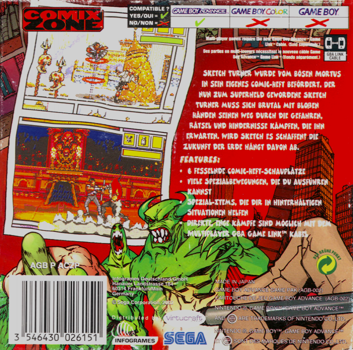 Comix Zone — Box back