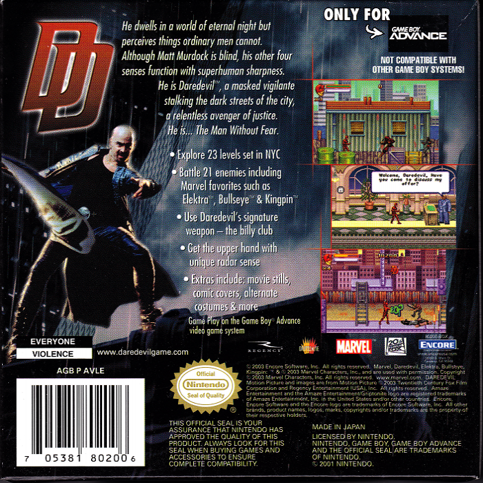 Daredevil — Box back