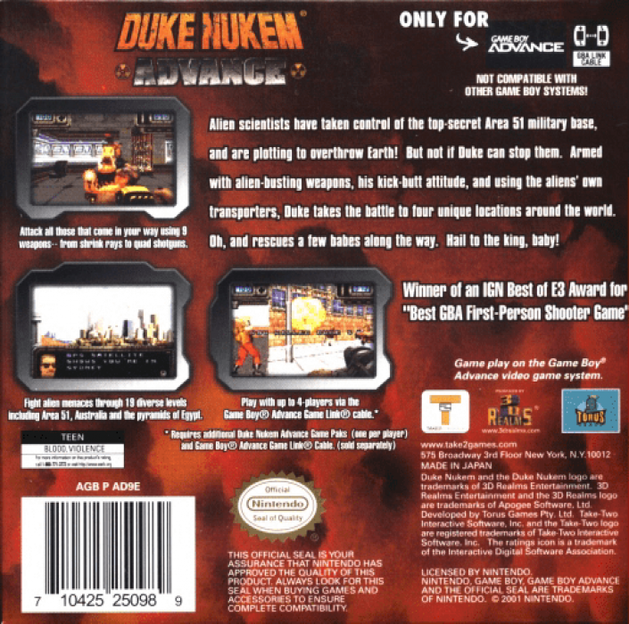 Duke Nukem Advance — Box back