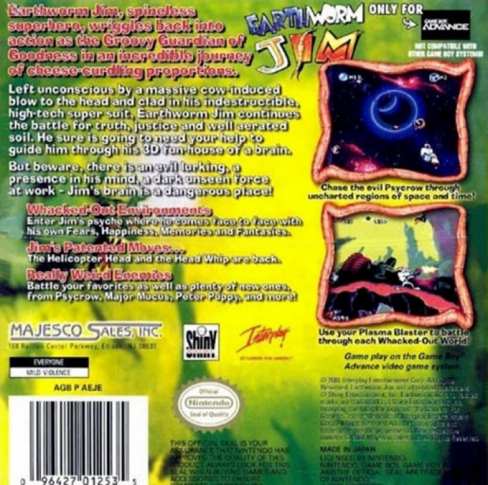 Earthworm Jim — Box back