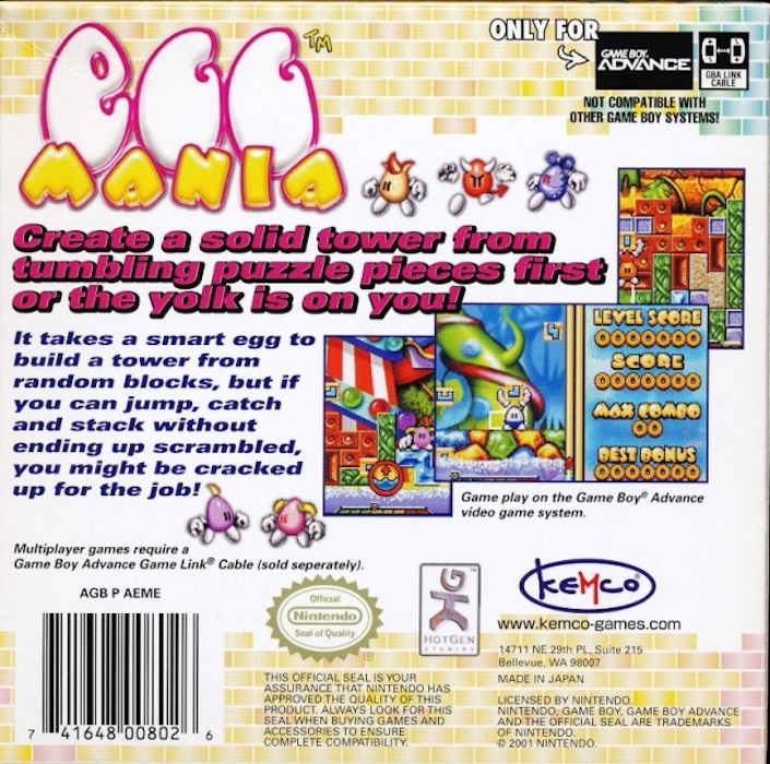 Egg Mania — Box back