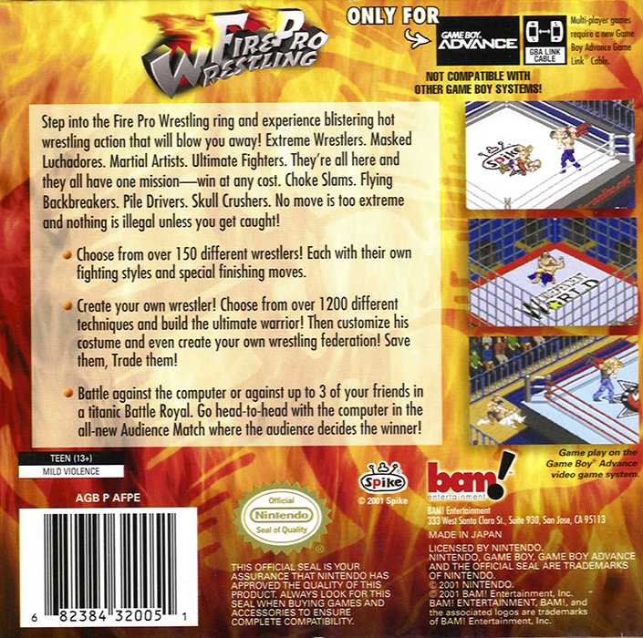 Fire Pro Wrestling — Box back