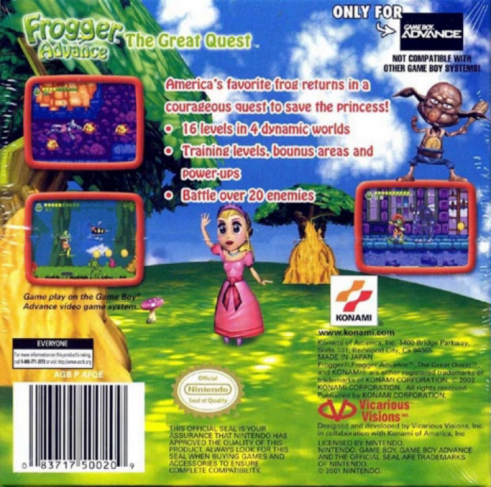 Frogger Advance : The Great Quest — Box back