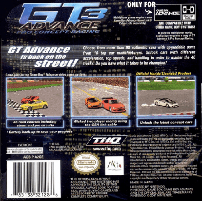 GT Advance 3 : Pro Concept Racing — Box back