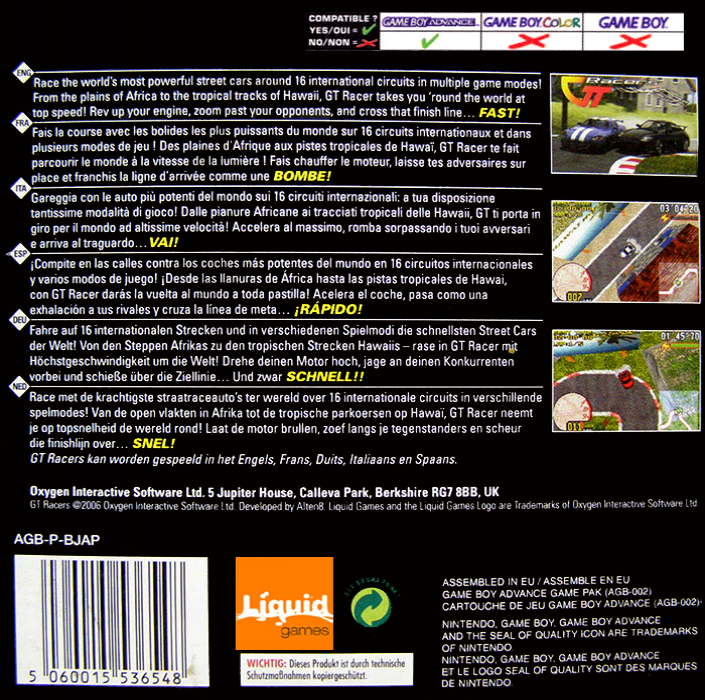GT Racers — Box back