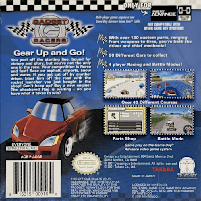Gadget Racers — Box back