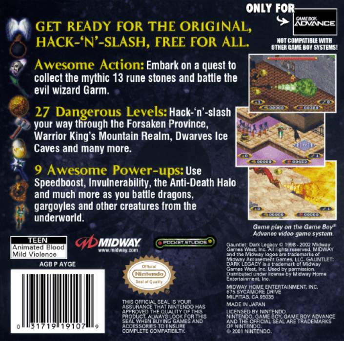 Gauntlet : Dark Legacy — Box back