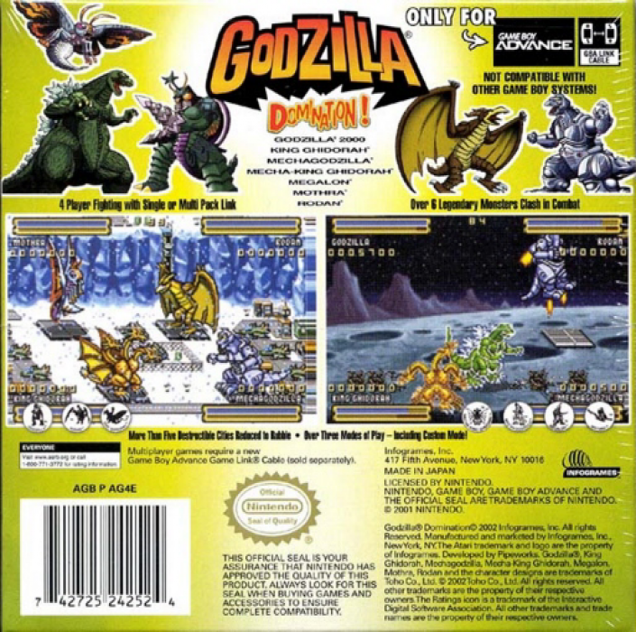 Godzilla : Domination ! — Box back