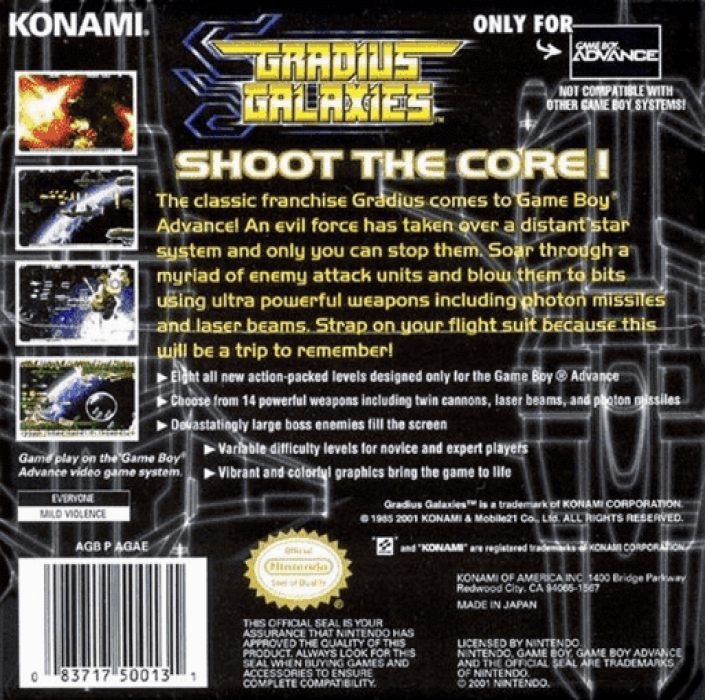 Gradius Galaxies — Box back