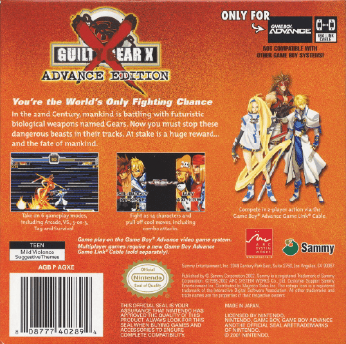 Guilty Gear X : Advance Edition — Box back