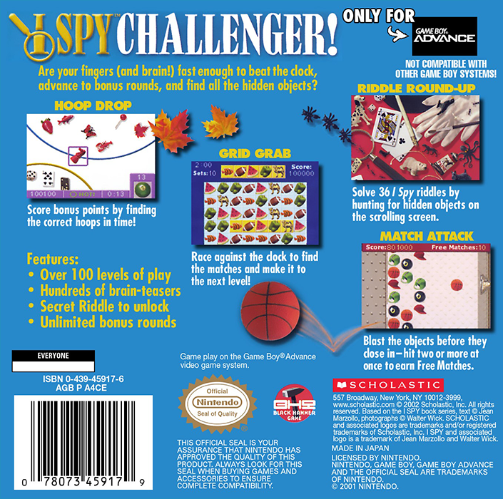 I Spy Challenger! — Box back