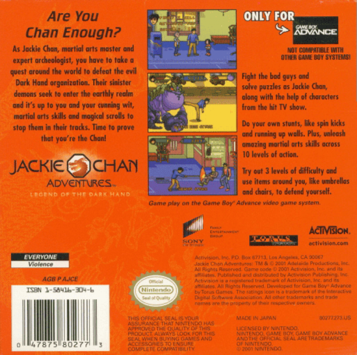Jackie Chan Adventures : Legend of the Dark Hand — Box back
