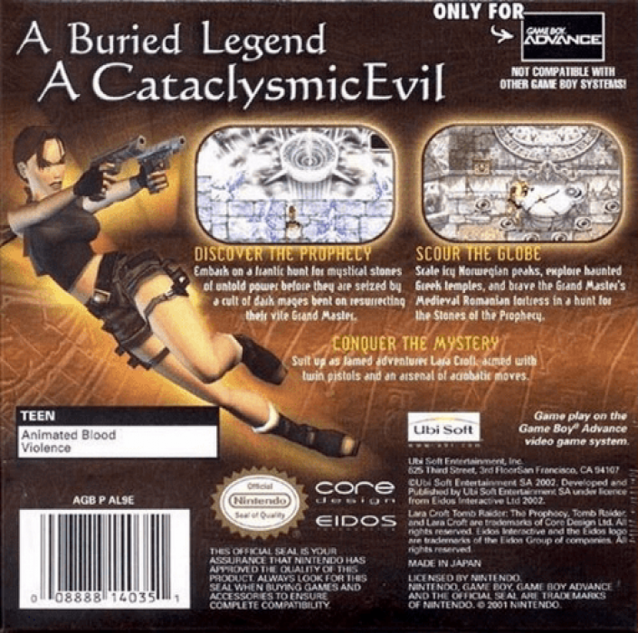Lara Croft Tomb Raider : The Prophecy — Box back
