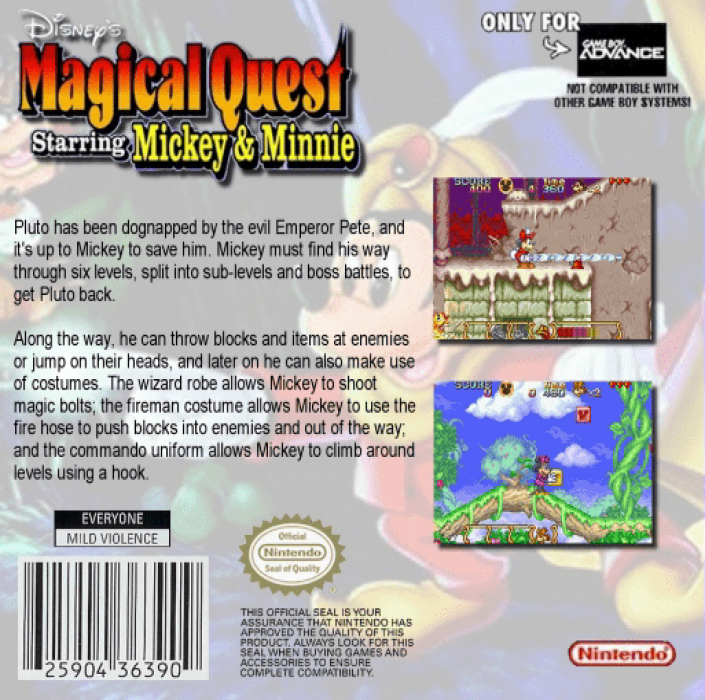 Magical Quest Starring Mickey & Minnie — Box back