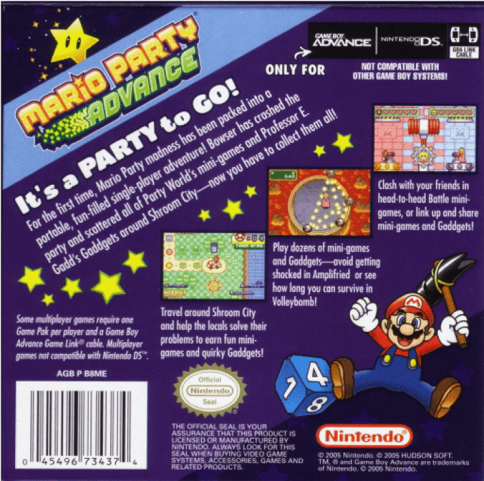 Mario Party Advance — Box back