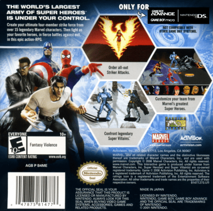 Marvel : Ultimate Alliance — Box back