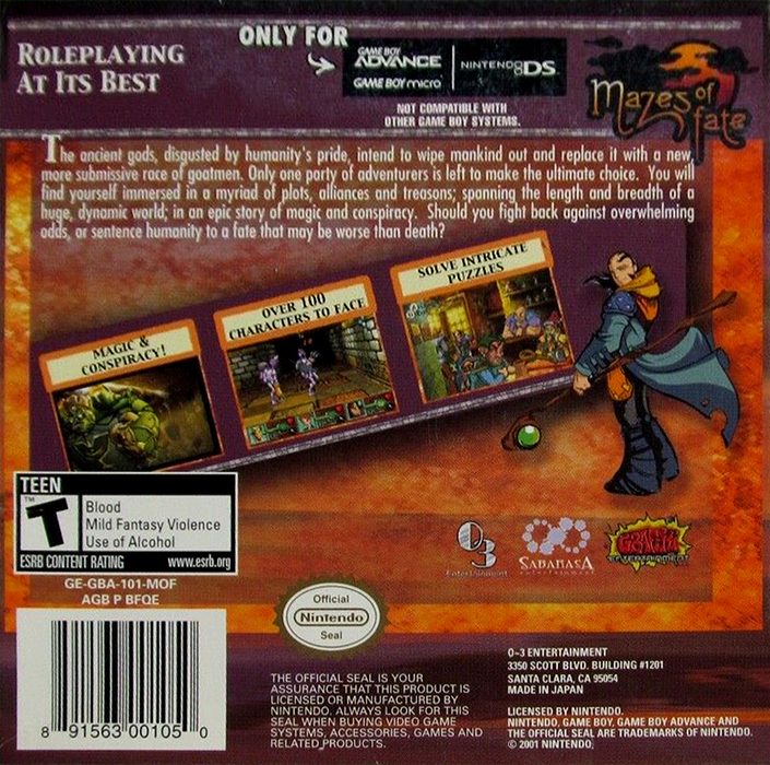Mazes of Fate — Box back