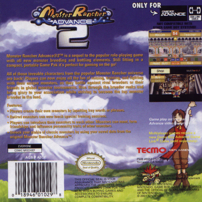 Monster Rancher Advance 2 — Box back