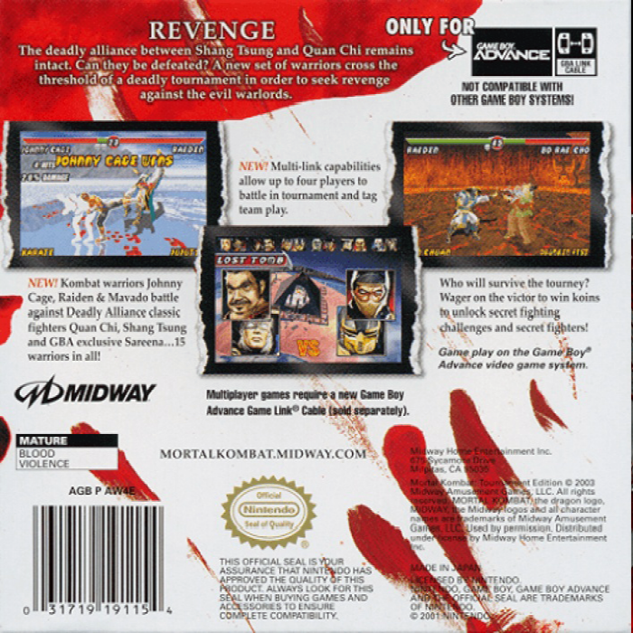 Mortal Kombat : Tournament Edition — Box back