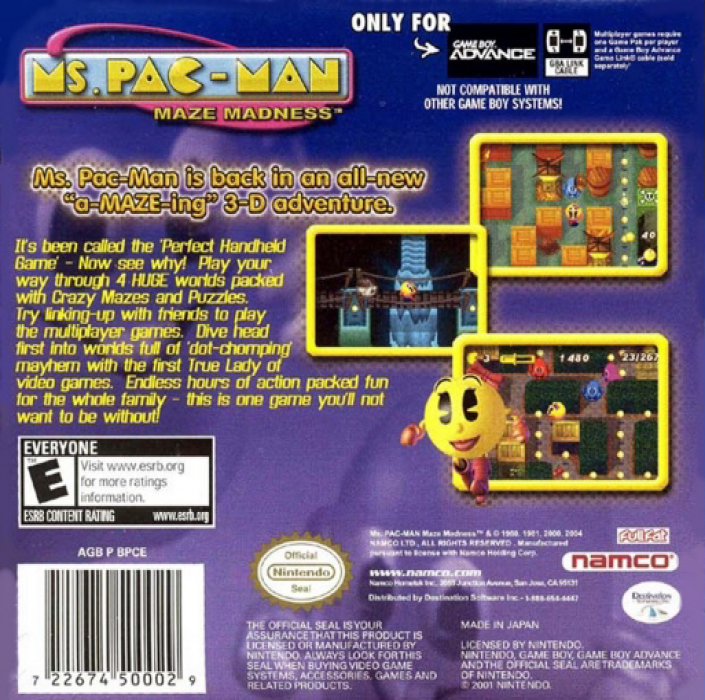 Ms. Pac-Man : Maze Madness — Box back