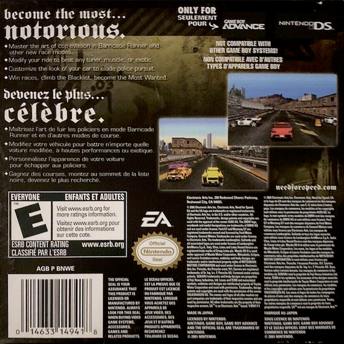 Need for Speed : Most Wanted — Box back