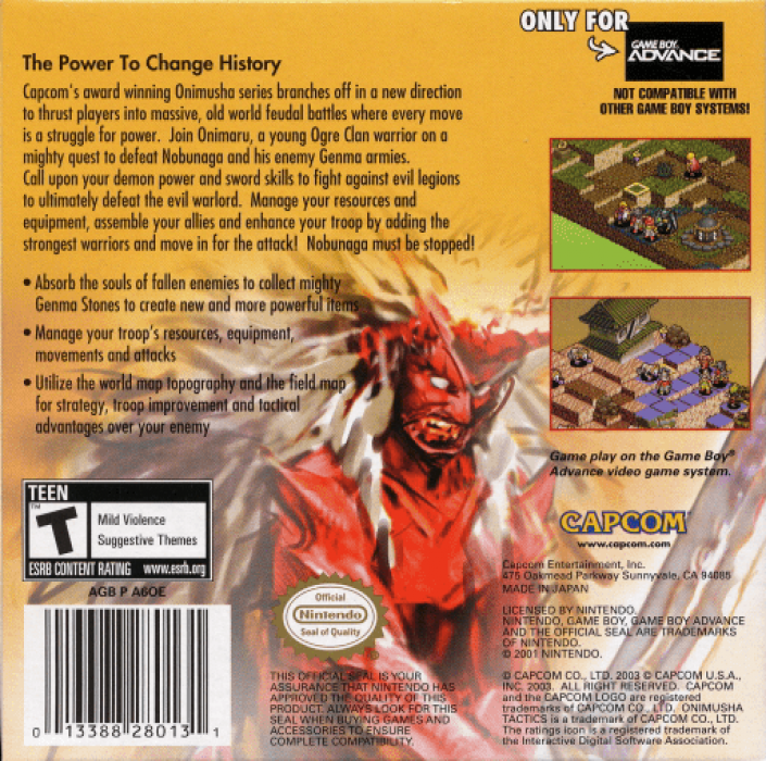 Onimusha Tactics — Box back
