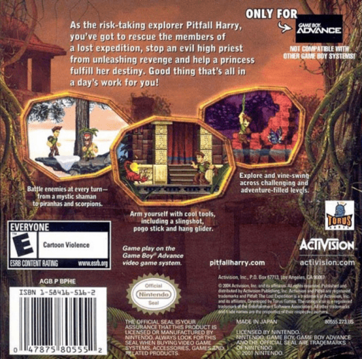 Pitfall : The Lost Expedition — Box back