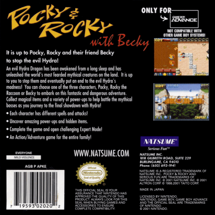Pocky & Rocky with Becky — Box back